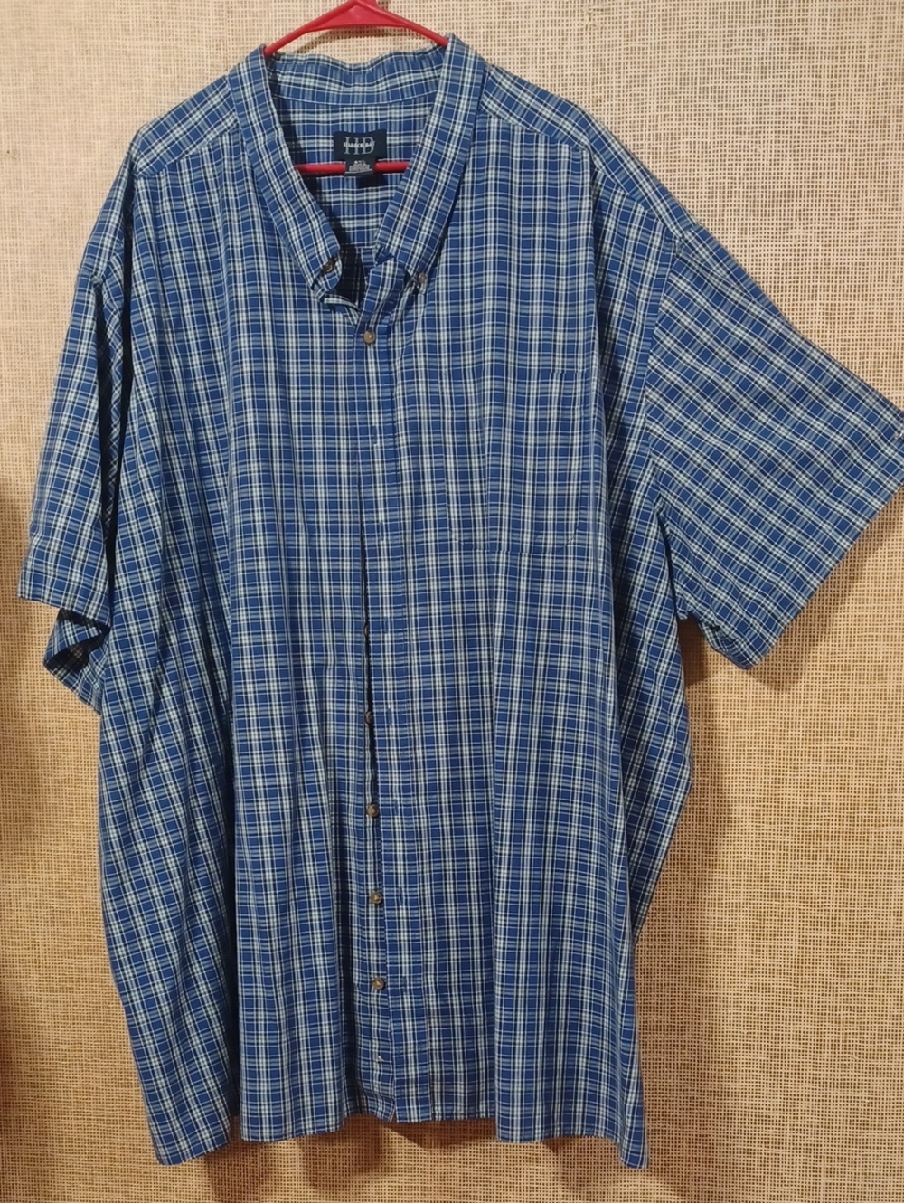 Harbor Bay Blue Plaid Short-Sleeve Button-Down Shirt